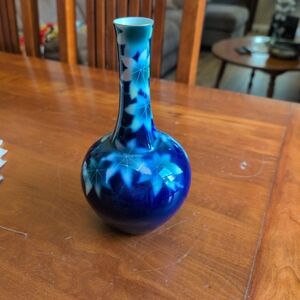 Elegant Blue Ceramic Japanese Vase